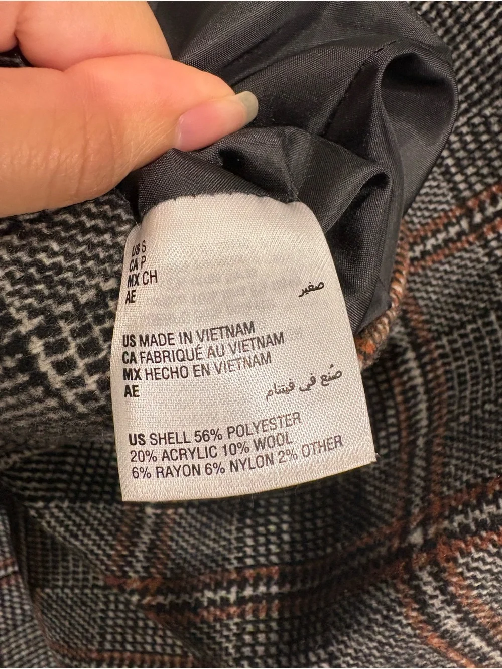 INC International Concepts Gray Plaid Peacoat